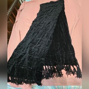 Preium Soft Black Fringe Scarf